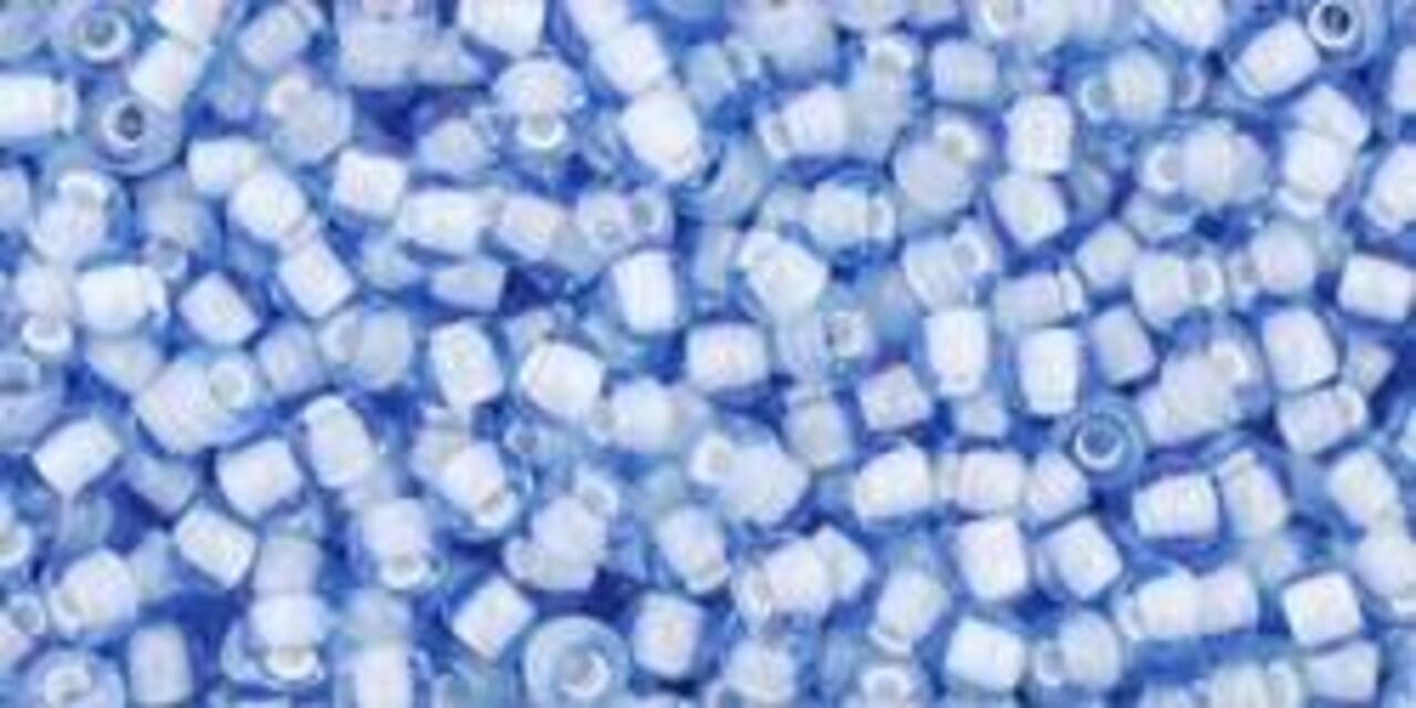 Toho 11/0 Round Japanese Seed Bead, TR11-933, Inside Color Light Sapphire/White Lined